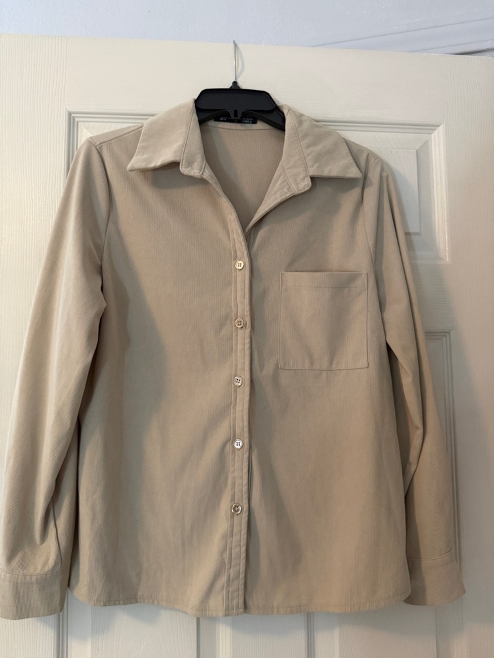 Beige Button-Up Collared Shirt